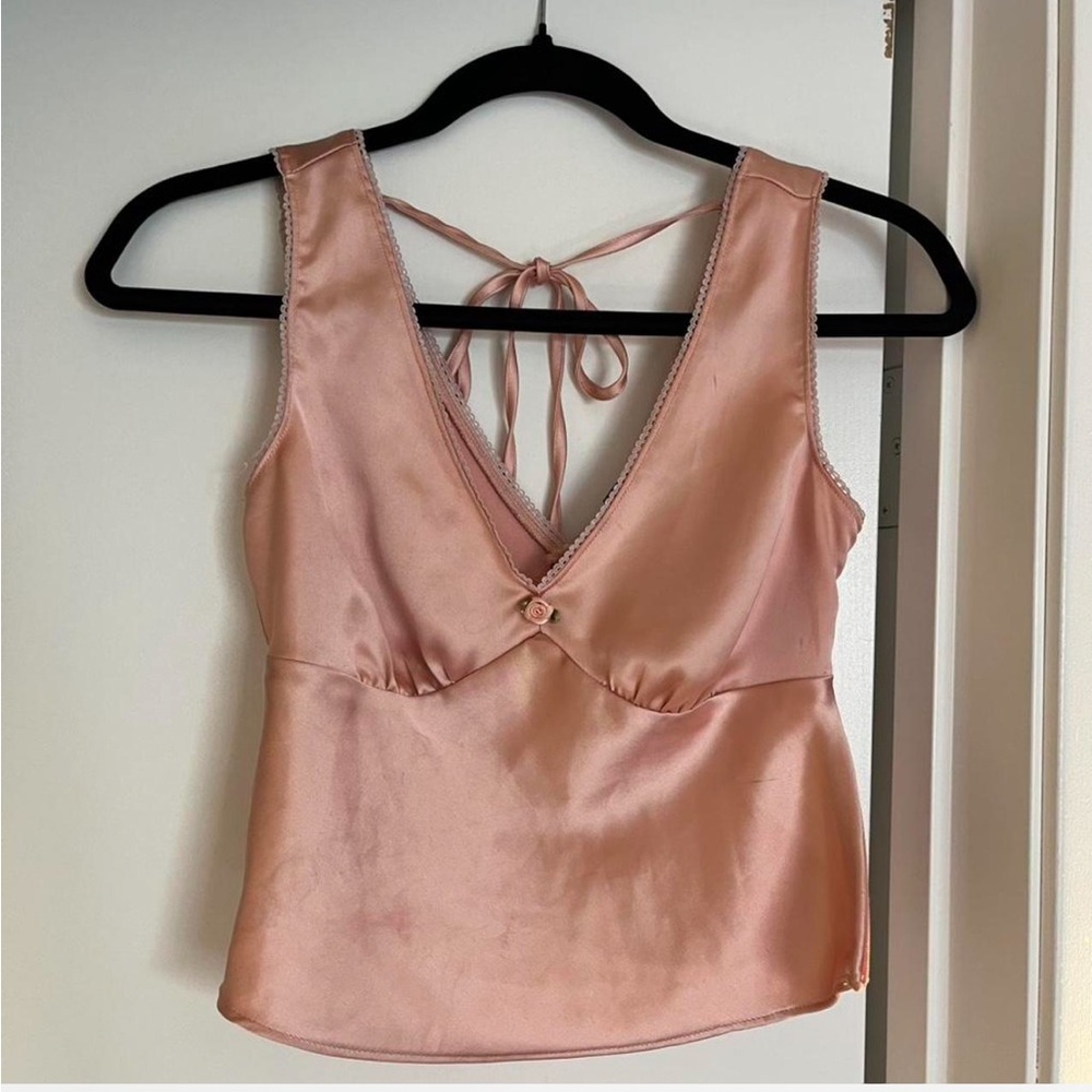 Wild Fable Pink Satin Tie-Back Top